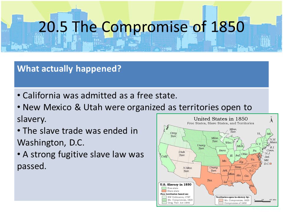 20.5 The Compromise of 1850 What actually happened