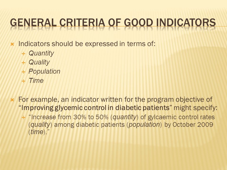General Criteria of Good Indicators