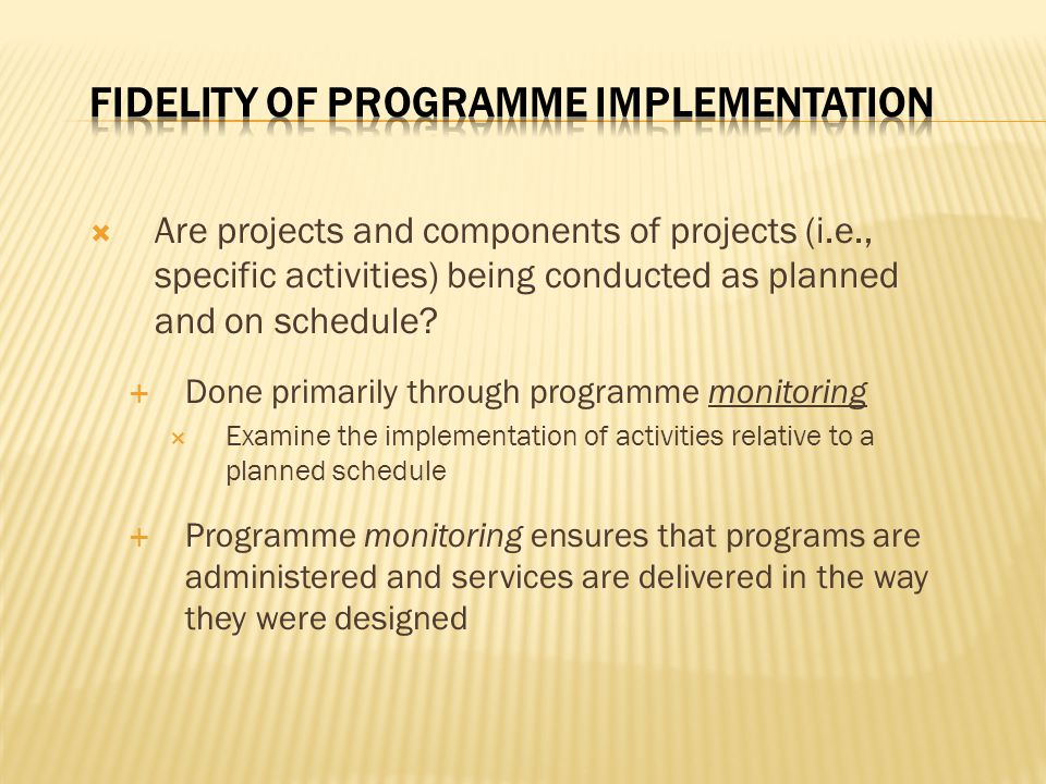 Fidelity of Programme Implementation