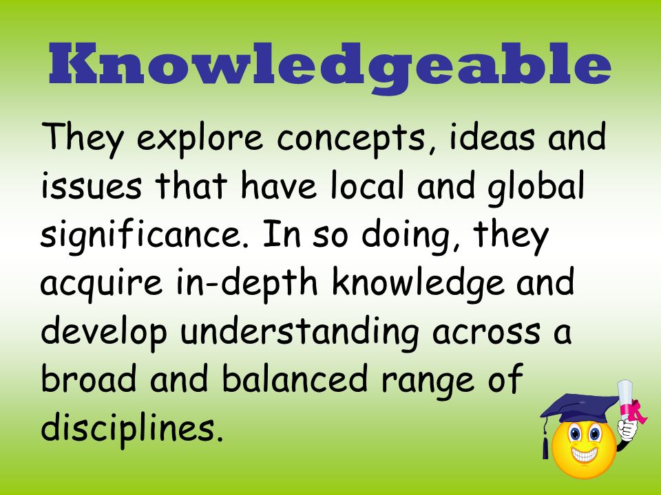 Knowledgeable They explore concepts, ideas and