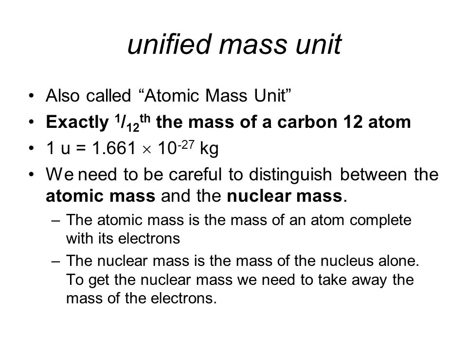 Unified Atomic Mass Unit Meaning Science