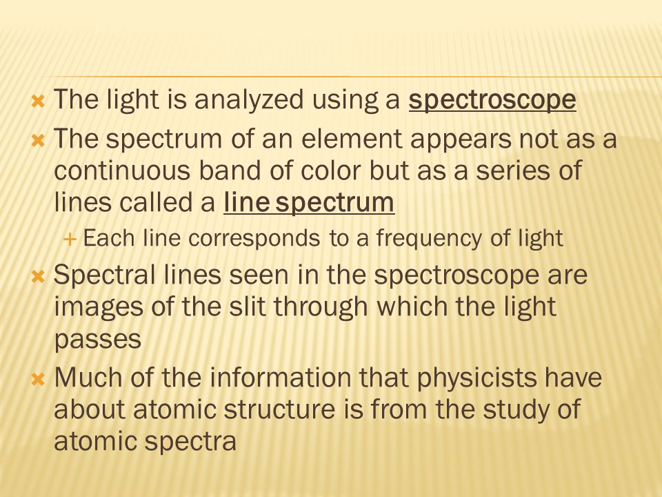 The light is analyzed using a spectroscope