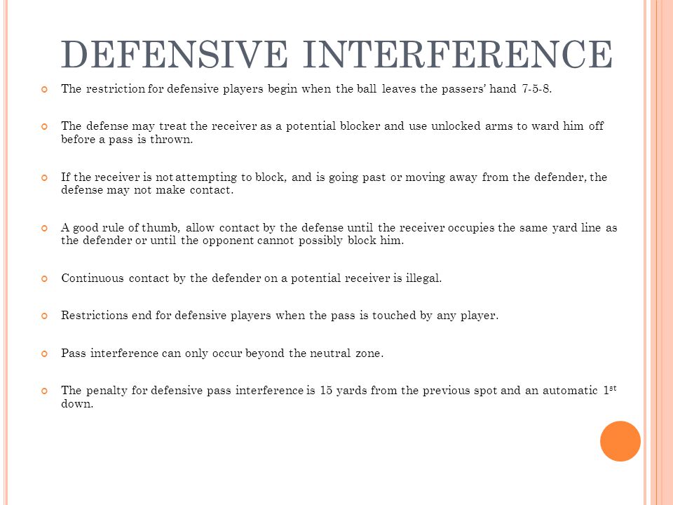 DEFENSIVE INTERFERENCE