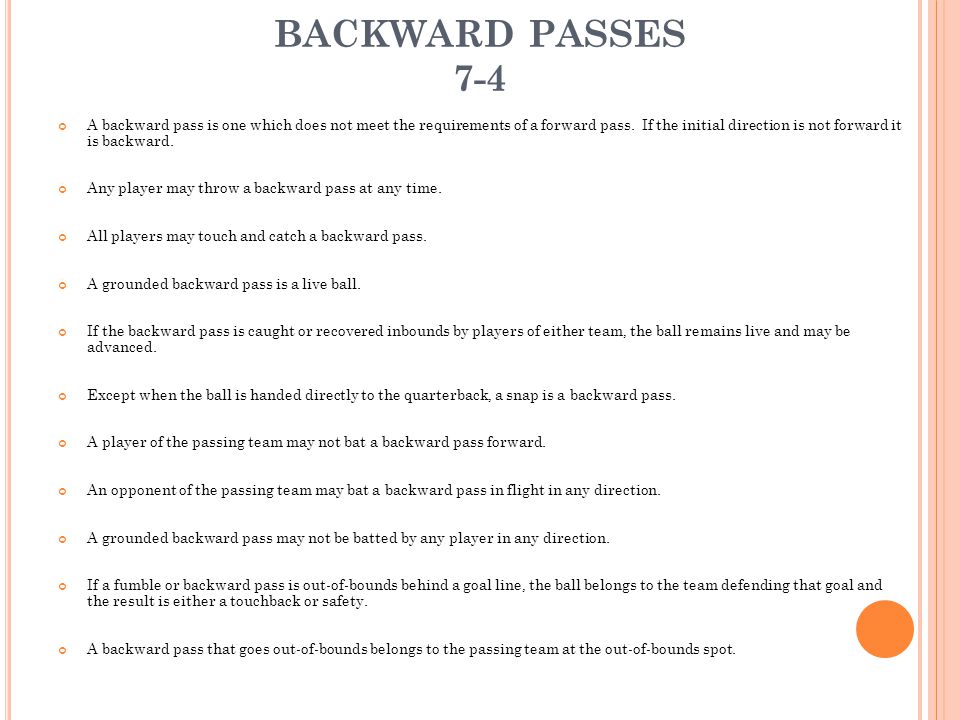 BACKWARD PASSES 7-4