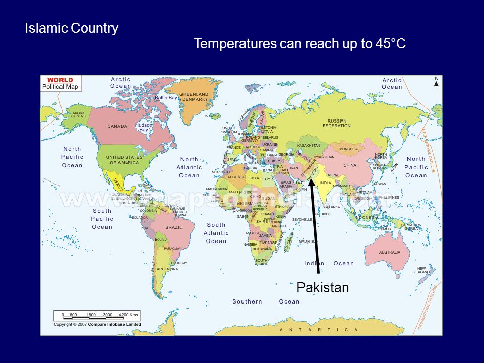 Islamic Country Temperatures can reach up to 45°C Pakistan