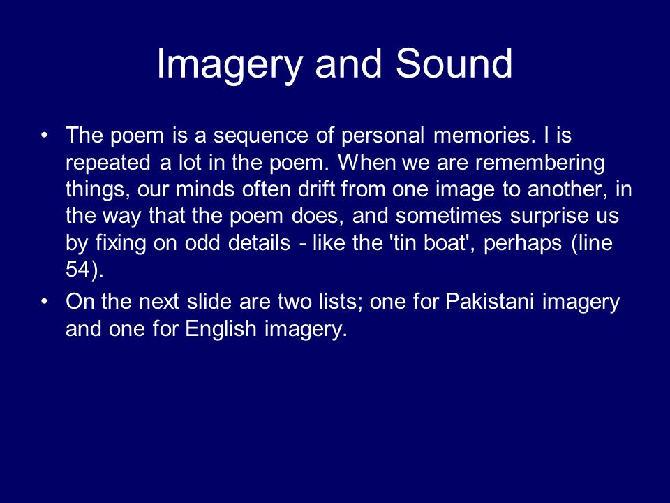 Imagery and Sound
