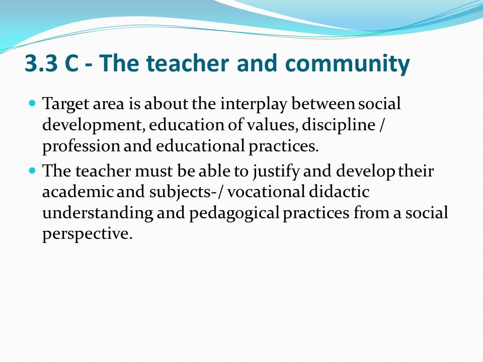 3.3 C - The teacher and community