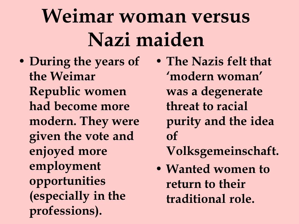 Weimar woman versus Nazi maiden
