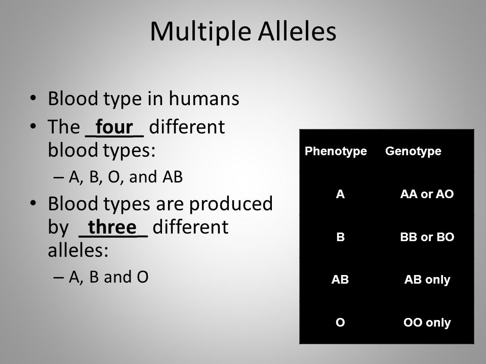 Multiple Alleles Blood type in humans