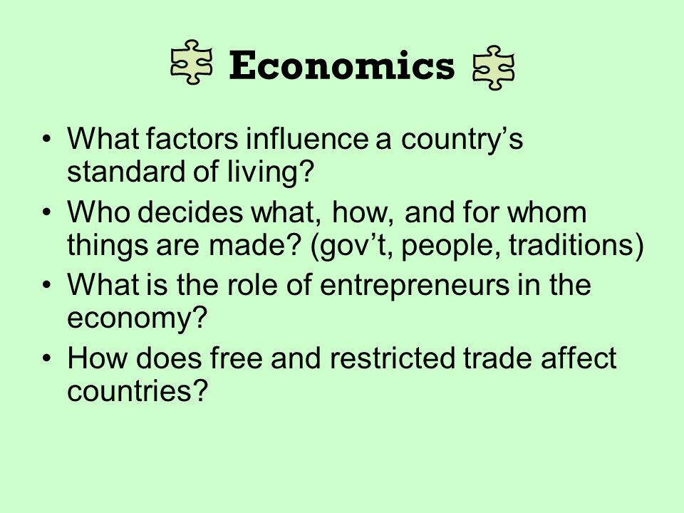 Economics What factors influence a country’s standard of living