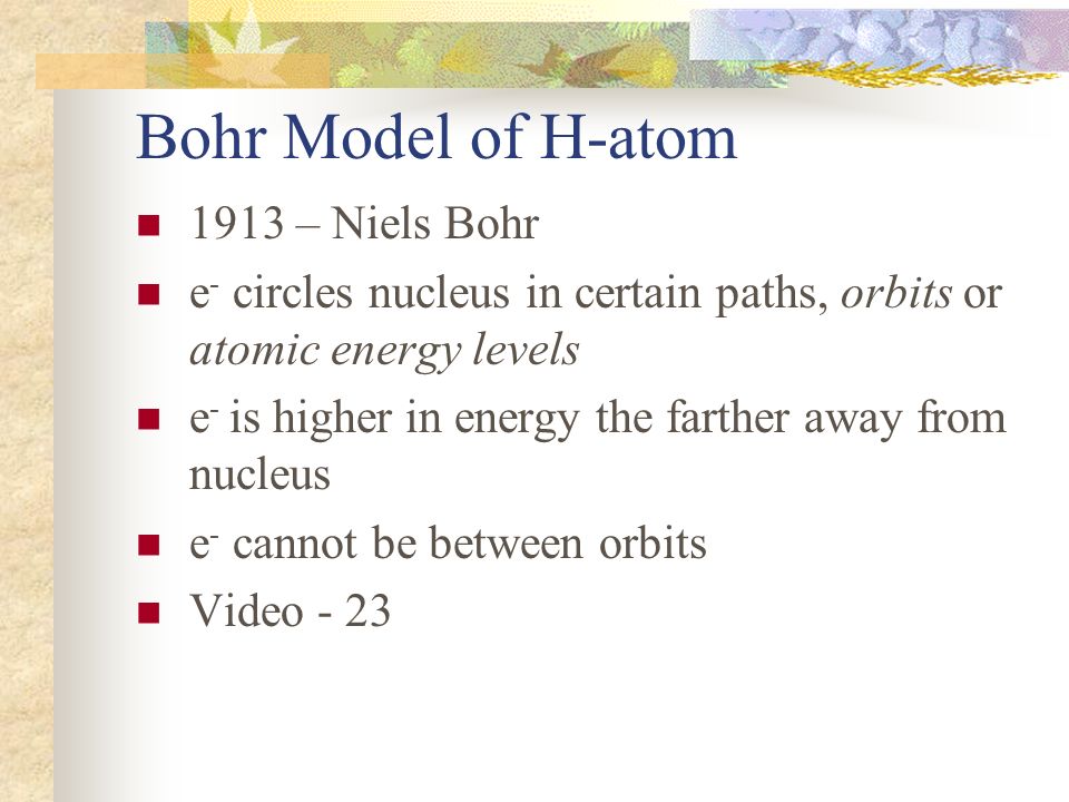 Bohr Model of H-atom 1913 – Niels Bohr