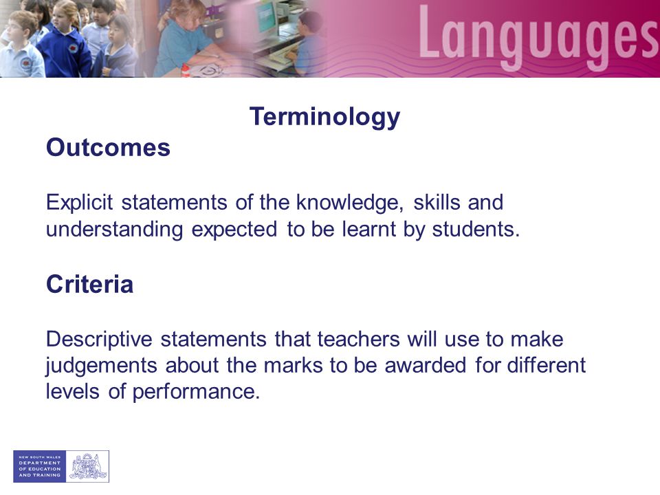 Terminology Outcomes Criteria