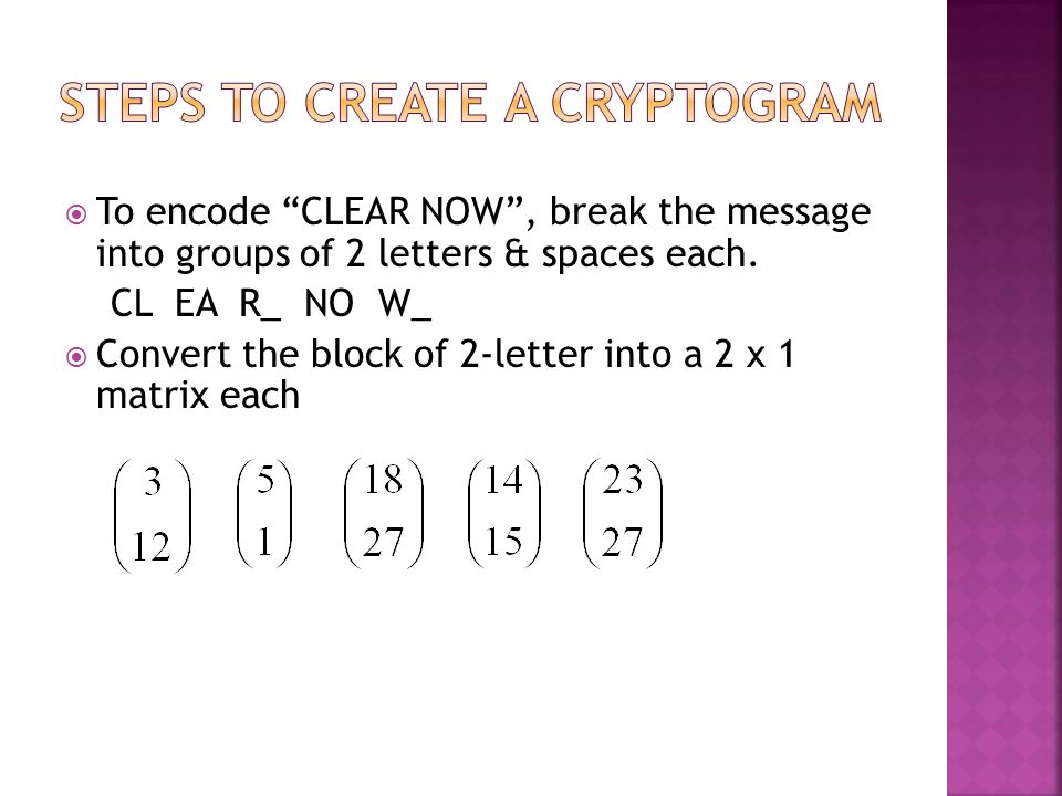 how to encode a message using matrices