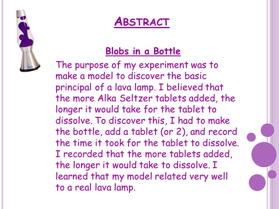 blobs in a bottle science project