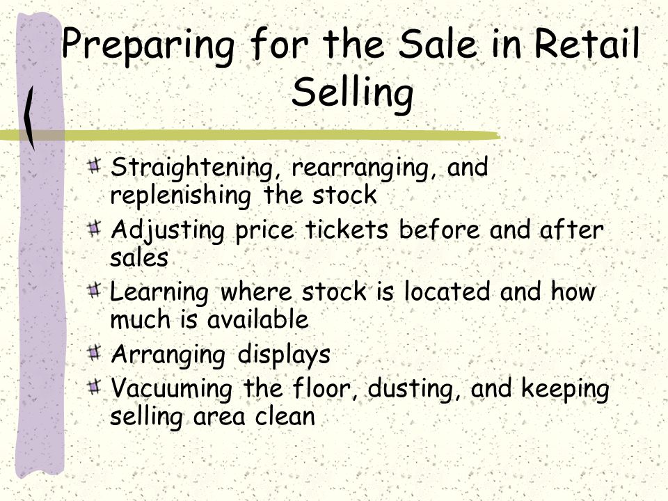 Preparing for the Sale in Retail Selling