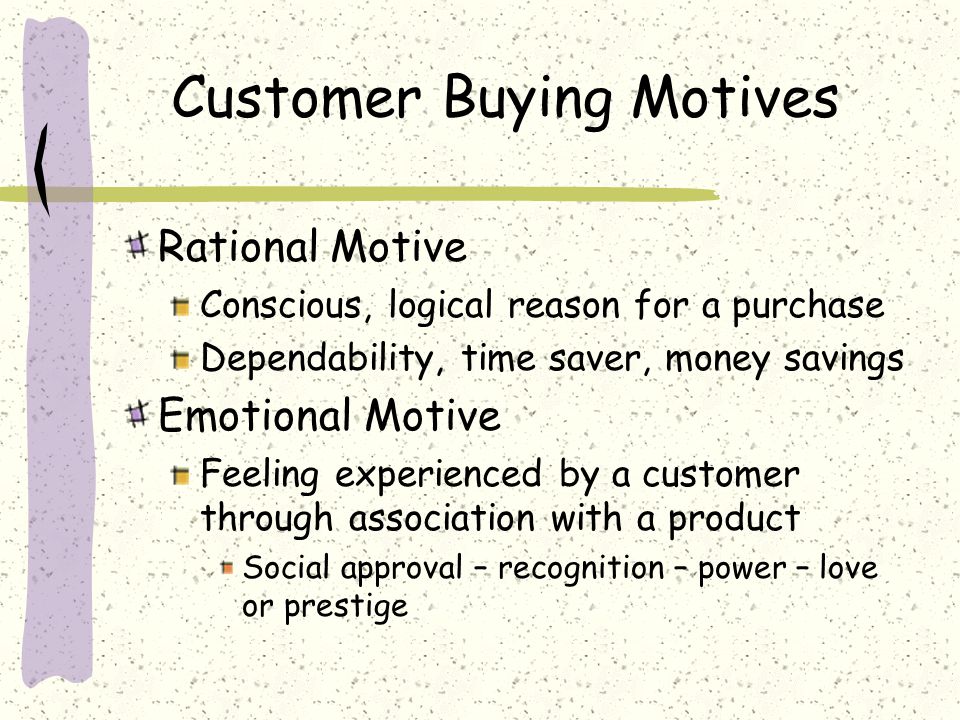Customer Buying Motives