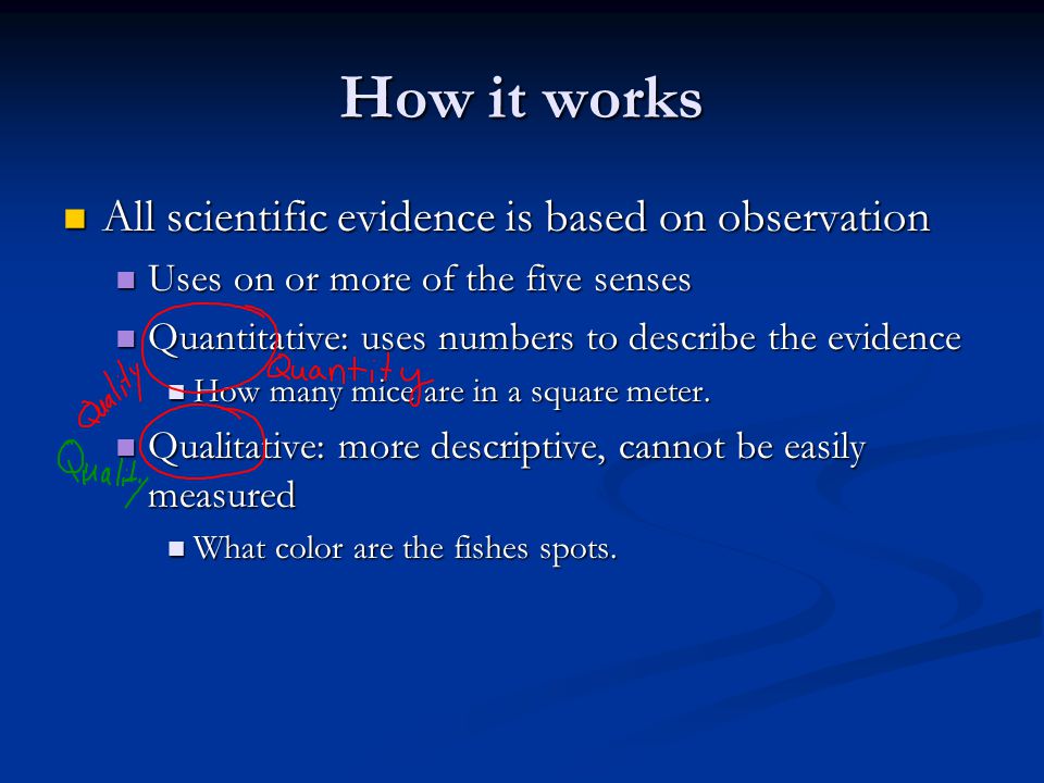 How it works All scientific evidence is based on observation