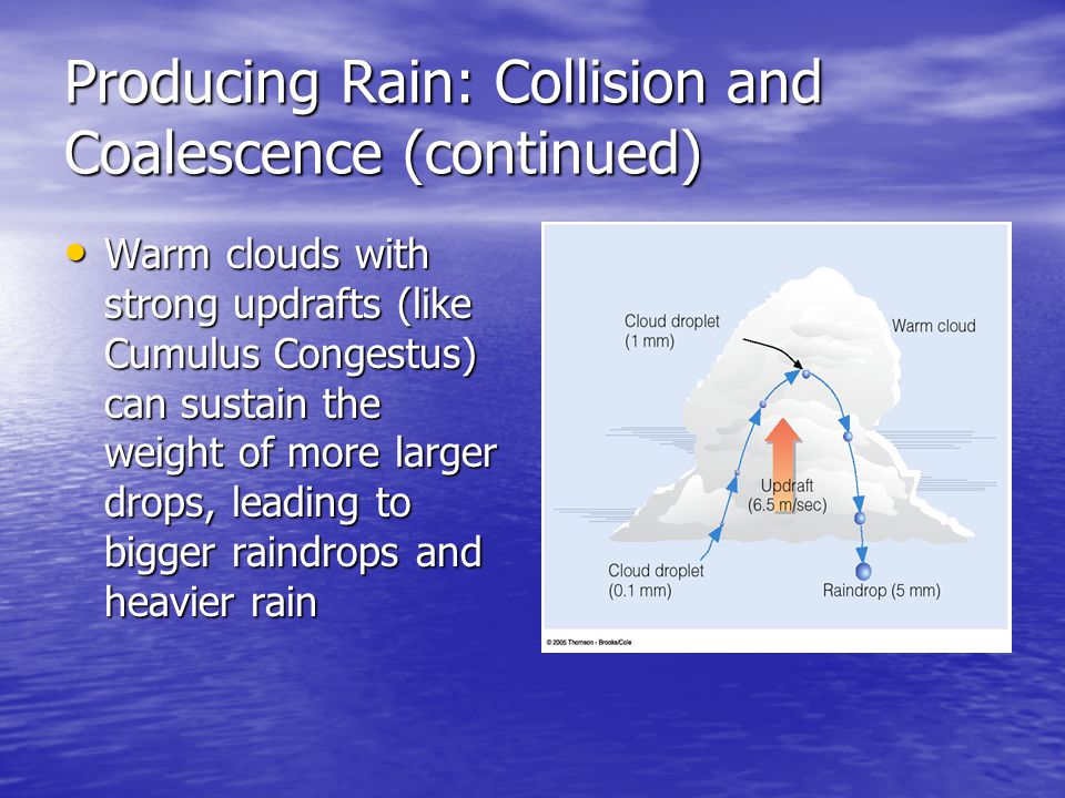 Producing Rain: Collision and Coalescence (continued)