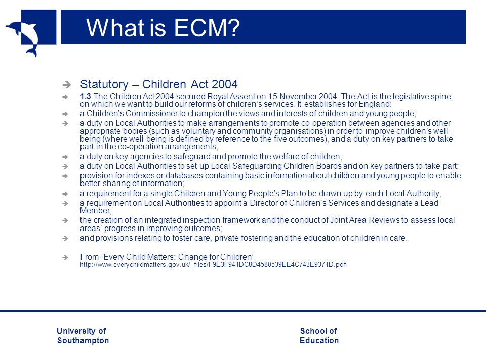 What is ECM Statutory – Children Act 2004