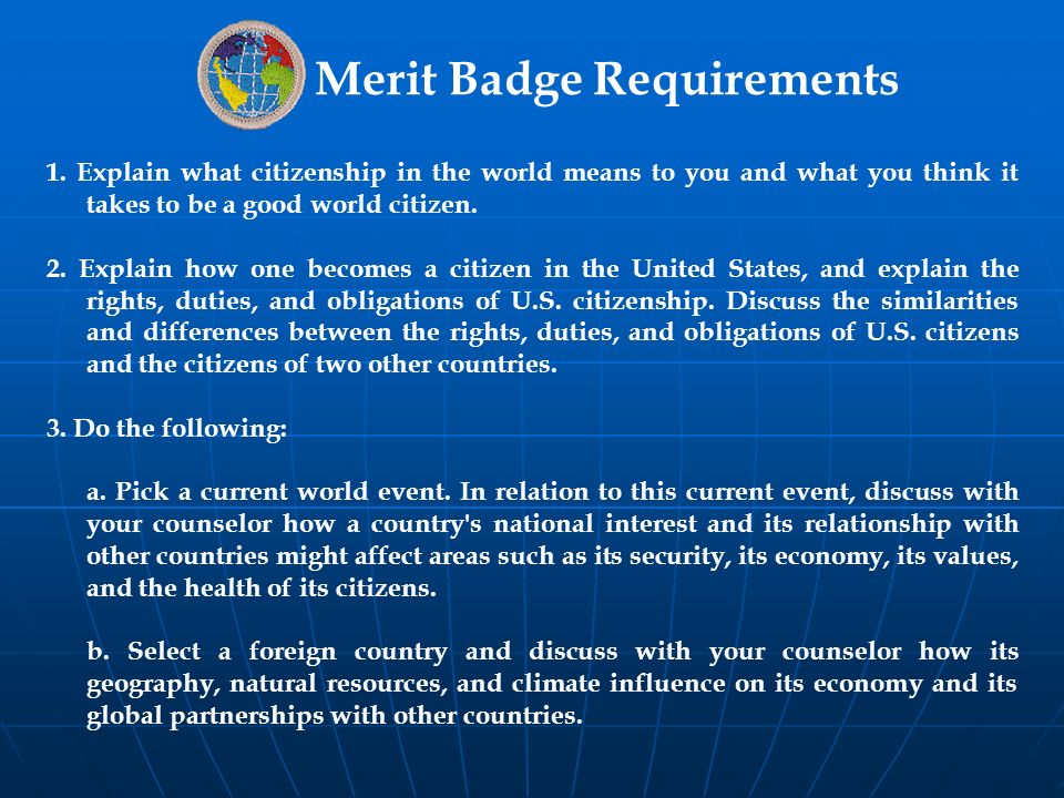 Citizenship in the World Merit Badge - ppt download