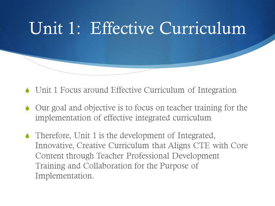 Unit 1: Effective Curriculum