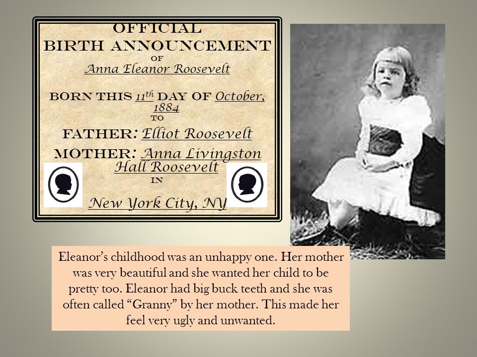 Official Birth Announcement Father: Elliot Roosevelt