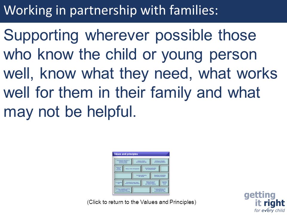 Working in partnership with families: