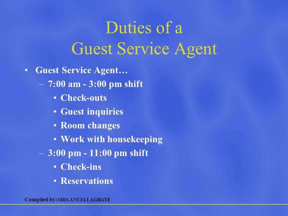 Duties of a Guest Service Agent