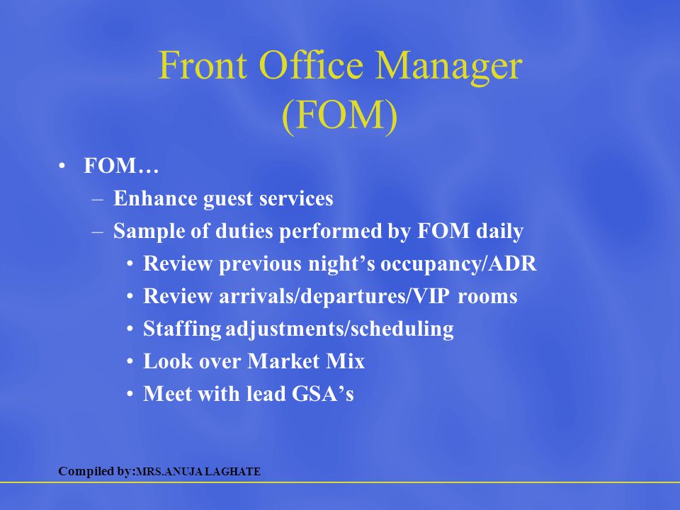 Front Office Manager (FOM)