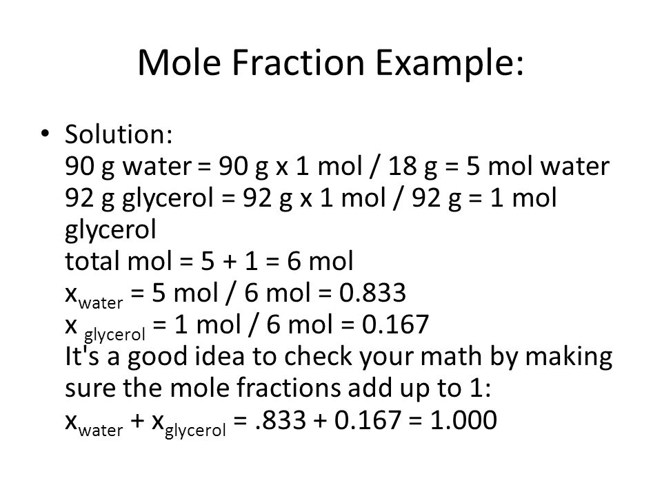 Mole Fraction Example: