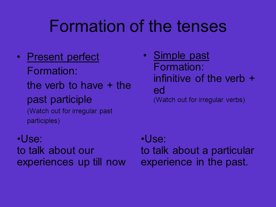 Formation of the tenses