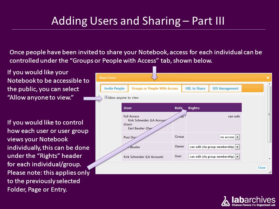 Adding Users and Sharing – Part III