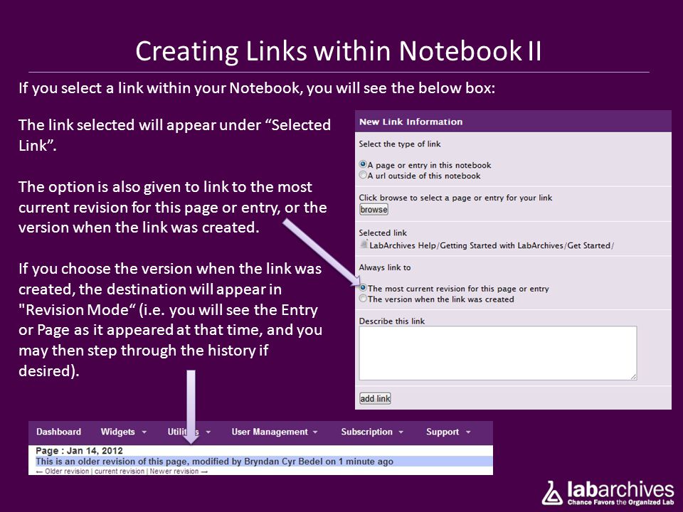 Creating Links within Notebook II