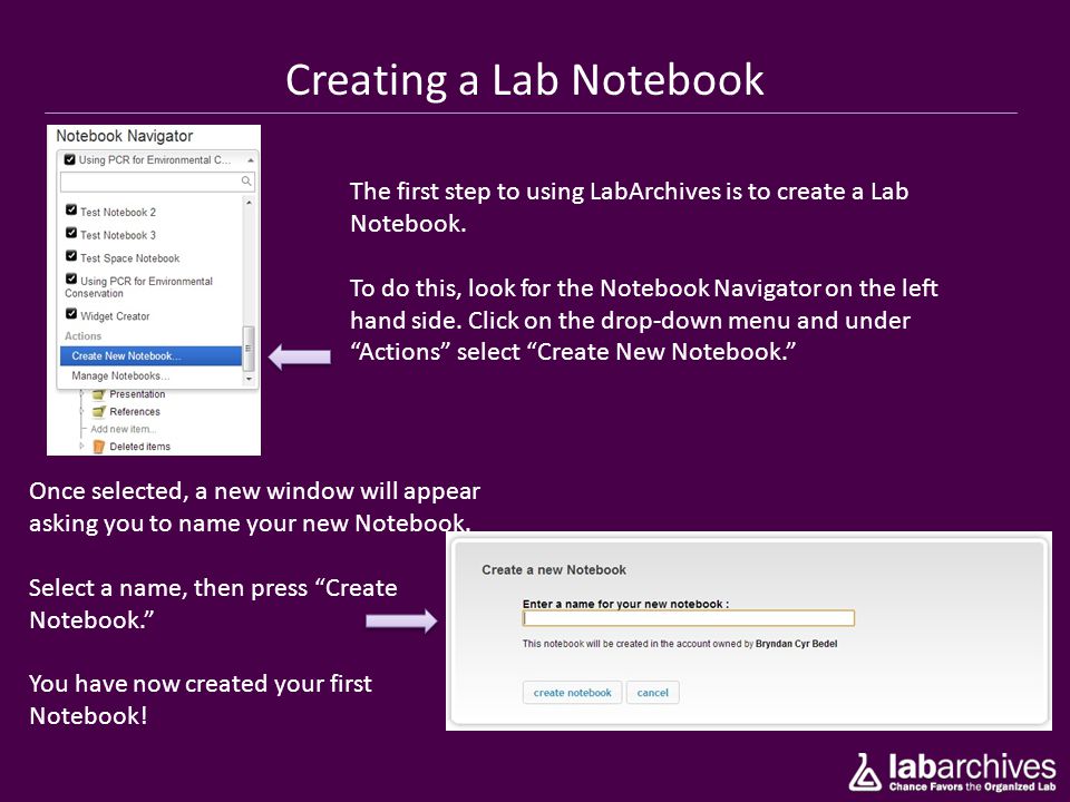 Creating a Lab Notebook