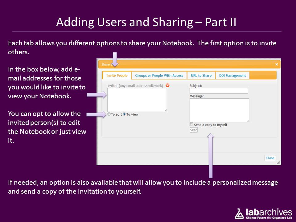 Adding Users and Sharing – Part II