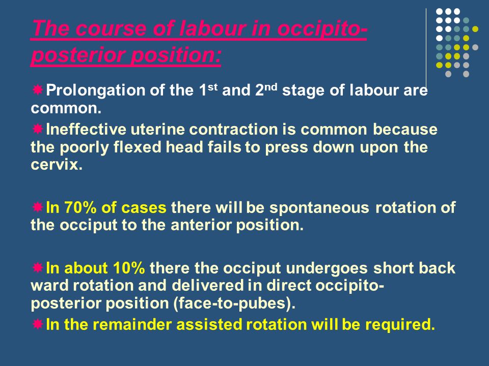 The course of labour in occipito-posterior position: