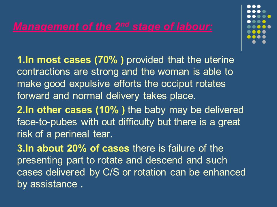 Management of the 2nd stage of labour:
