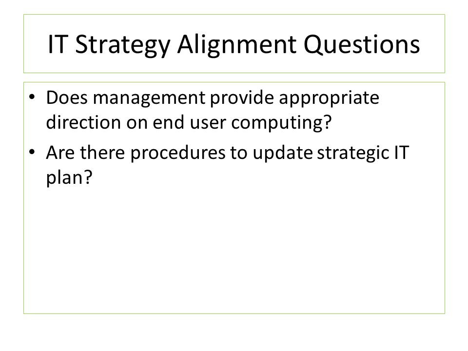 IT Strategy Alignment Questions
