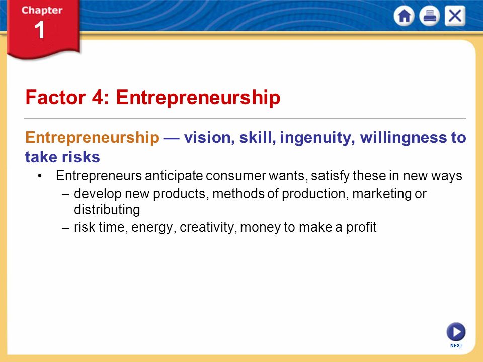 Factor 4: Entrepreneurship