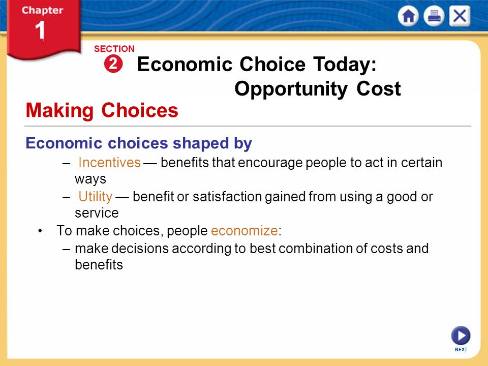 Economic Choice Today: Opportunity Cost