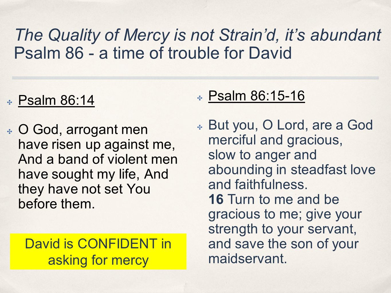 David is CONFIDENT in asking for mercy