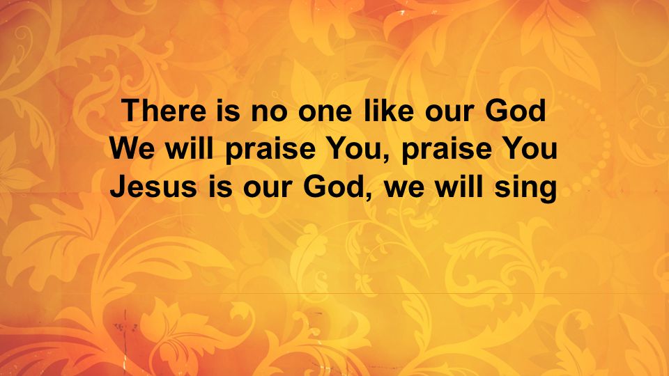 There is no one like our God We will praise You, praise You Jesus is our God, we will sing