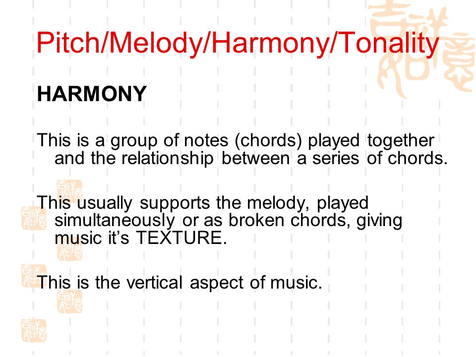 Pitch/Melody/Harmony/Tonality