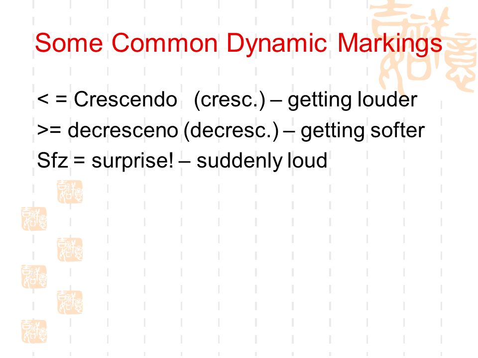 Some Common Dynamic Markings