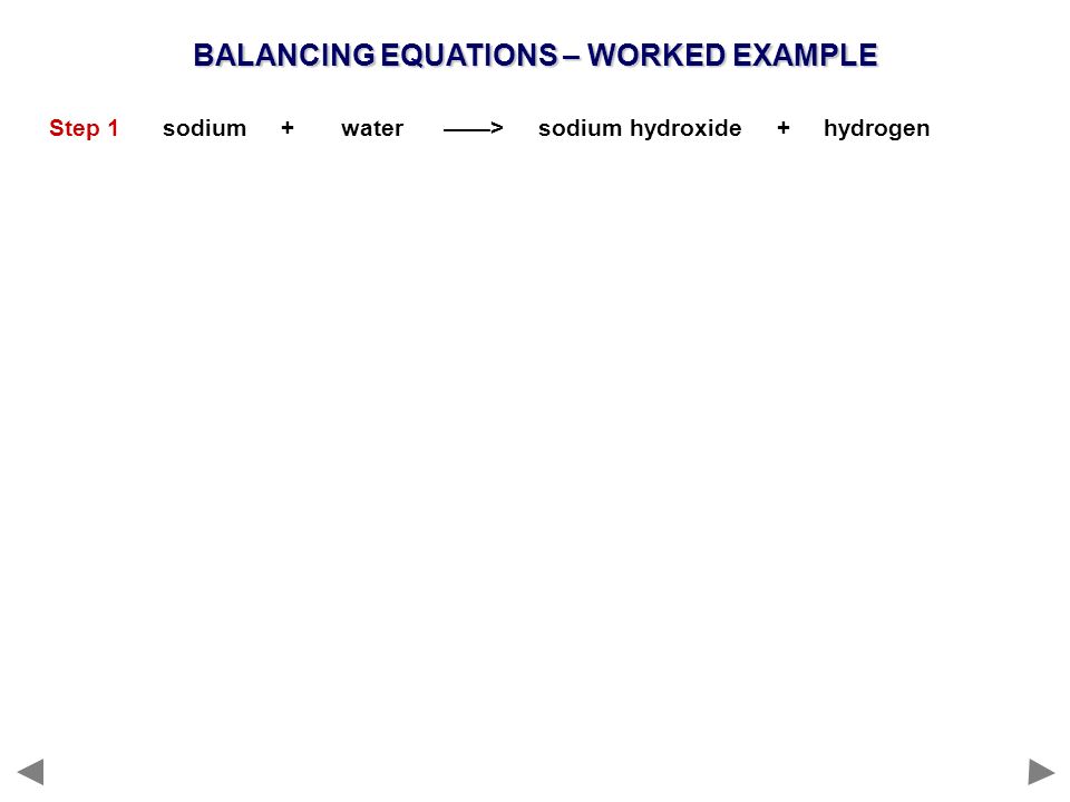 BALANCING EQUATIONS – WORKED EXAMPLE