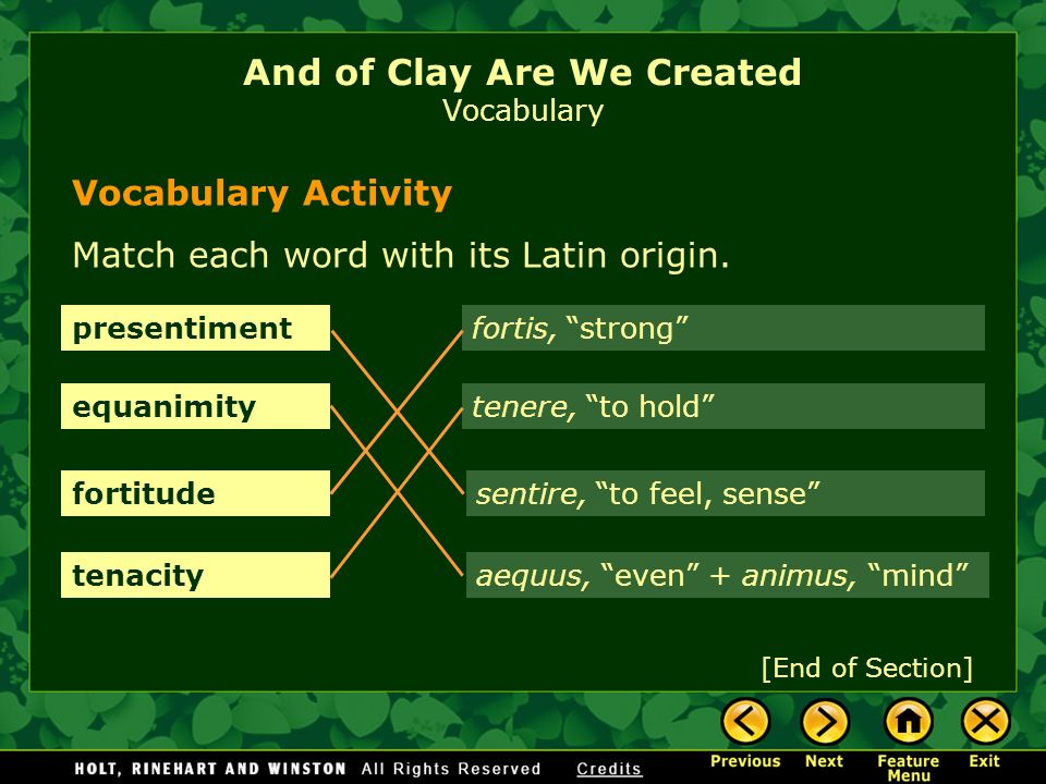 and of clay are we created summary