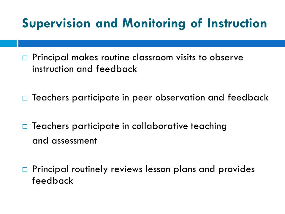 Supervision and Monitoring of Instruction