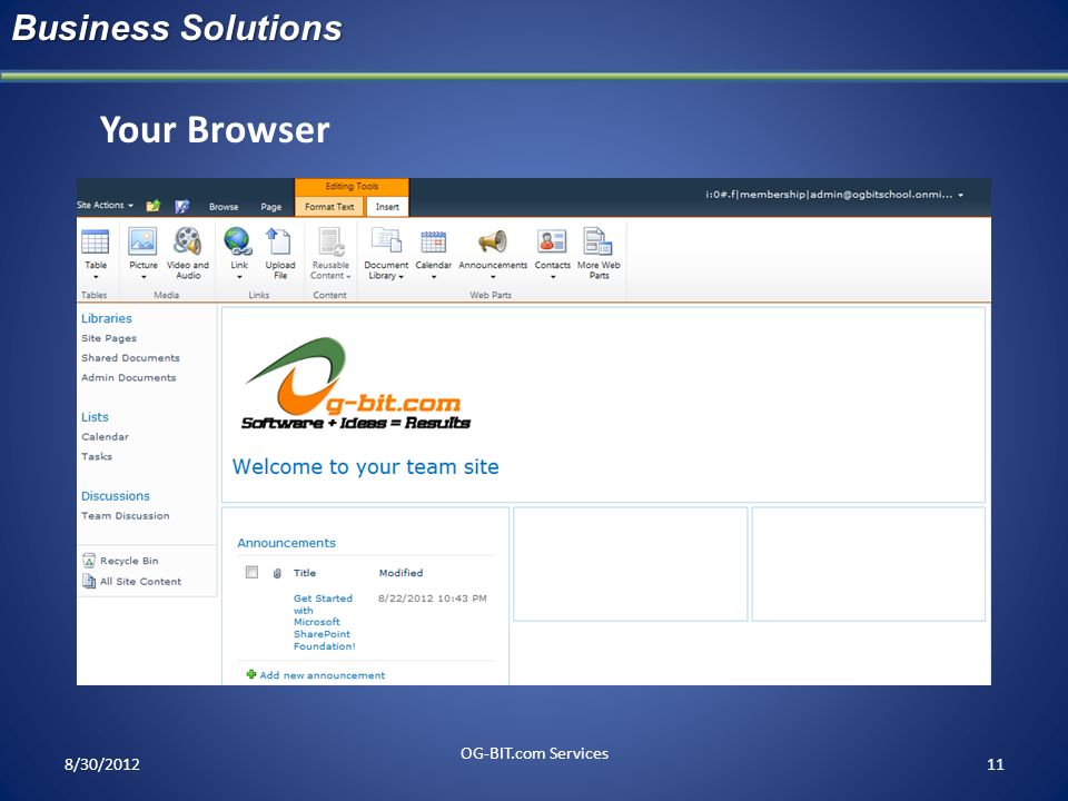 head Business Solutions Your Browser 8/30/2012 OG-BIT.com Services ff