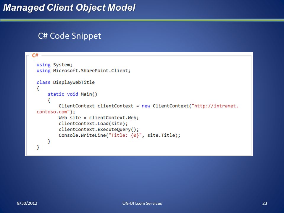 Managed Client Object Model