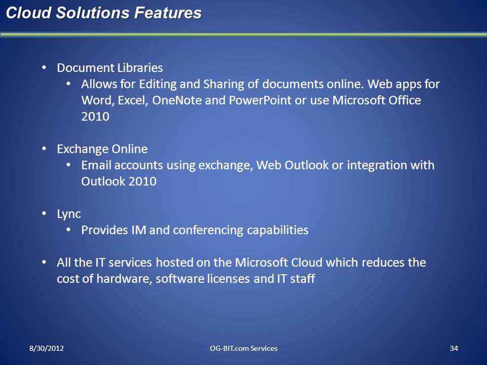 Cloud Solutions Features